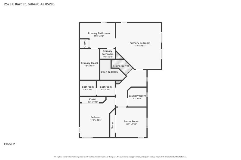 2,475/Mo, 2523 E Bart St Gilbert, AZ 85295 Floor Plan View 2