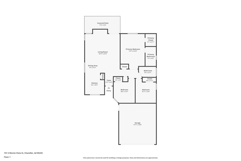 2,300/Mo, 741 S Monte Vista St Chandler, AZ 85225 Floor Plan View