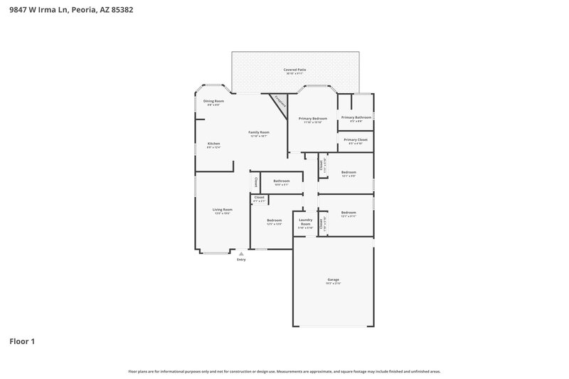 2,350/Mo, 9847 W Irma Ln Peoria, AZ 85382 Floor Plan View