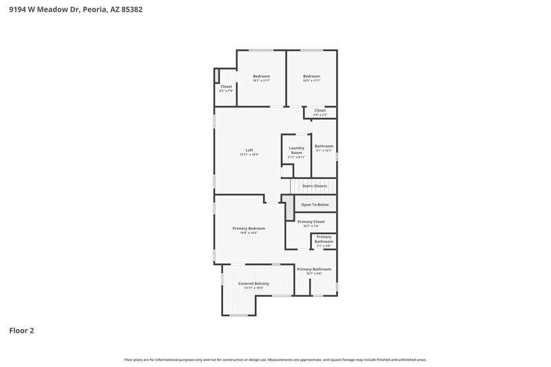 2,215/Mo, 9194 W Meadow Dr Peoria, AZ 85382 Floor Plan View 2