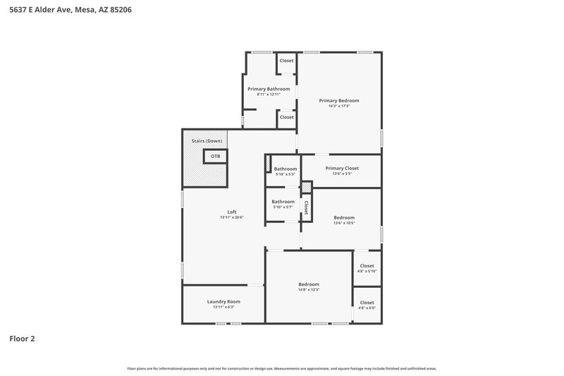 2,695/Mo, 5637 E Alder Ave Mesa, AZ 85206 Floor Plan View 2