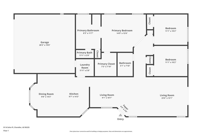 2,370/Mo, 91 N Soho Pl Chandler, AZ 85225 Floor Plan View