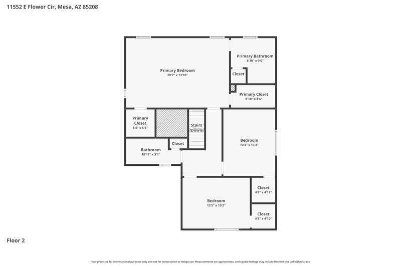 2,265/Mo, 11552 E Flower Cir Mesa, AZ 85208 Floor Plan View 2
