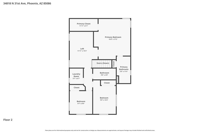2,115/Mo, 34818 N 31st Ave Phoenix, AZ 85086 Floor Plan View 2