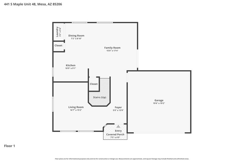 2,260/Mo, 441 S Maple Unit 48 Mesa, AZ 85206 Floorplan View