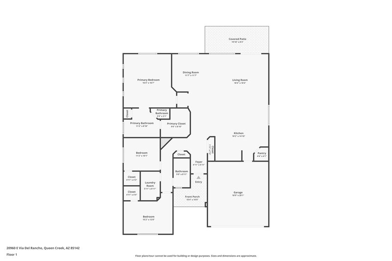 2,075/Mo, 20960 E Via Del Rancho Queen Creek, AZ 85142 Floor Plan View