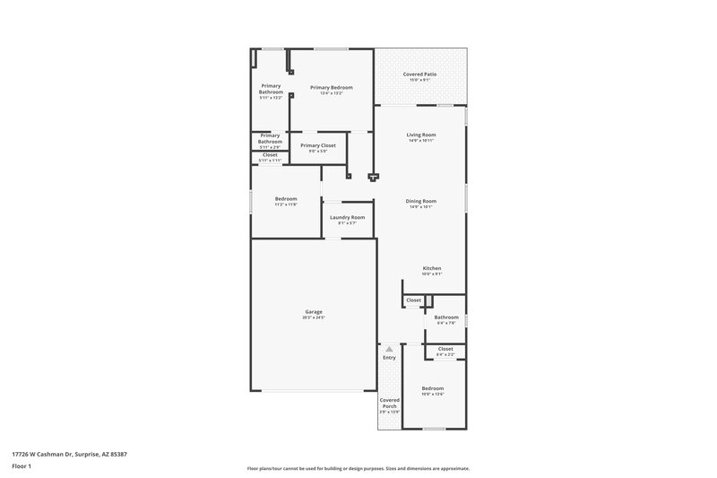 1,760/Mo, 17726 W Cashman Dr Surprise, AZ 85387 Floor Plan View