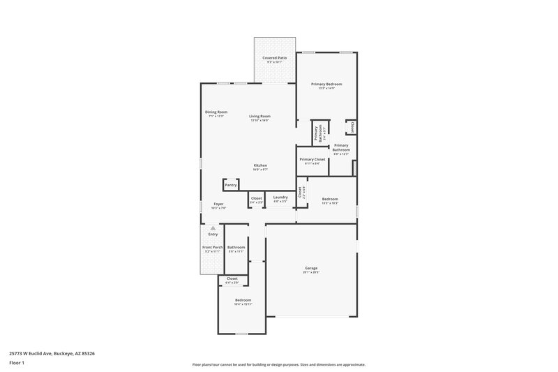 1,725/Mo, 25773 W Euclid Ave Buckeye, AZ 85326 Floor Plan View