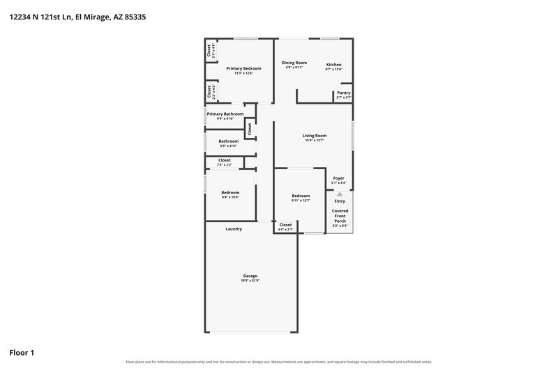 1,790/Mo, 12234 N 121st Ln El Mirage, AZ 85335 Floor Plan View