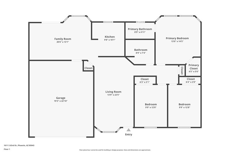 1,890/Mo, 1611 S 63rd Dr Phoenix, AZ 85043 Floor Plan View