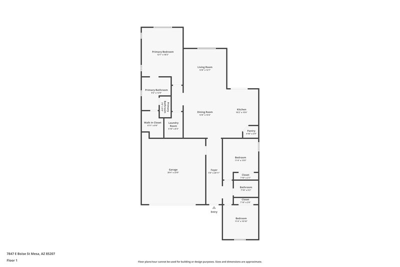 2,105/Mo, 7847 E Boise St Mesa, AZ 85207 Floor Plan View