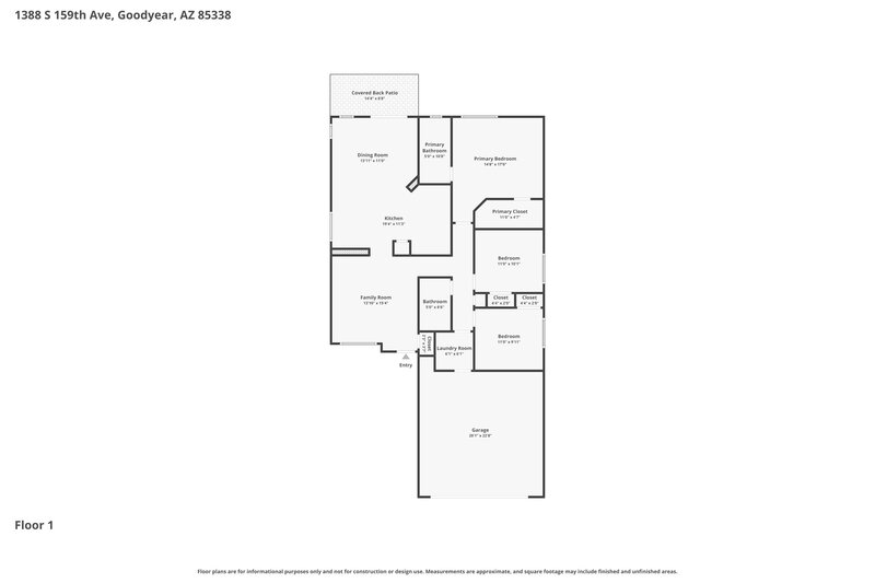 2,045/Mo, 1388 S 159th Ave Goodyear, AZ 85338 Floor Plan View