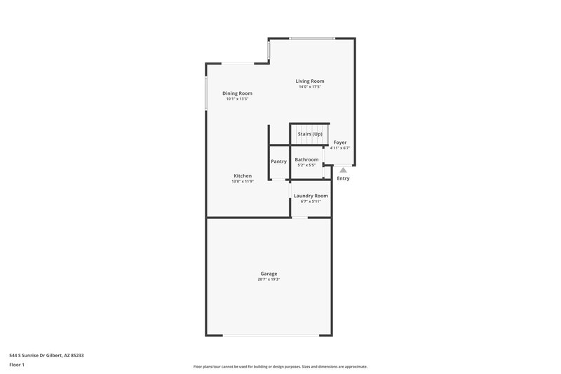 2,460/Mo, 544 S Sunrise Dr Gilbert, AZ 85233 Floor Plan View