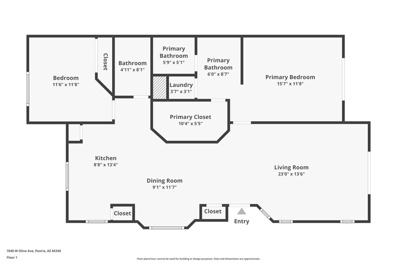 1,500/Mo, 7040 W Olive Ave Unit 20 Peoria, AZ 85345 Floor Plan View