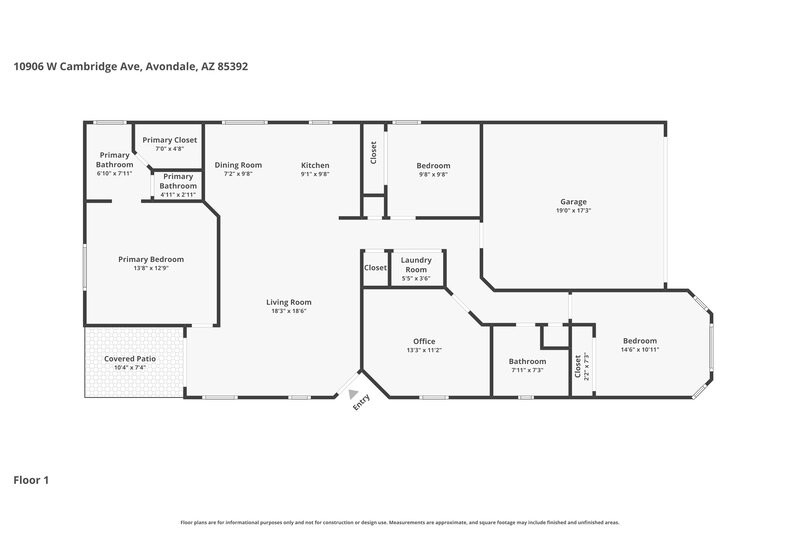 2,155/Mo, 10906 W Cambridge Ave Avondale, AZ 85392 Floor Plan View