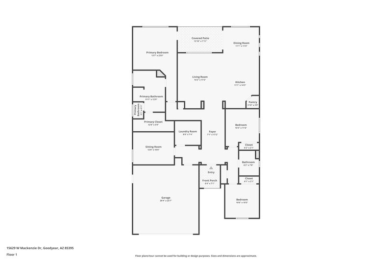 1,990/Mo, 15629 Mackenzie Dr Goodyear, AZ 85395 Floor Plan View