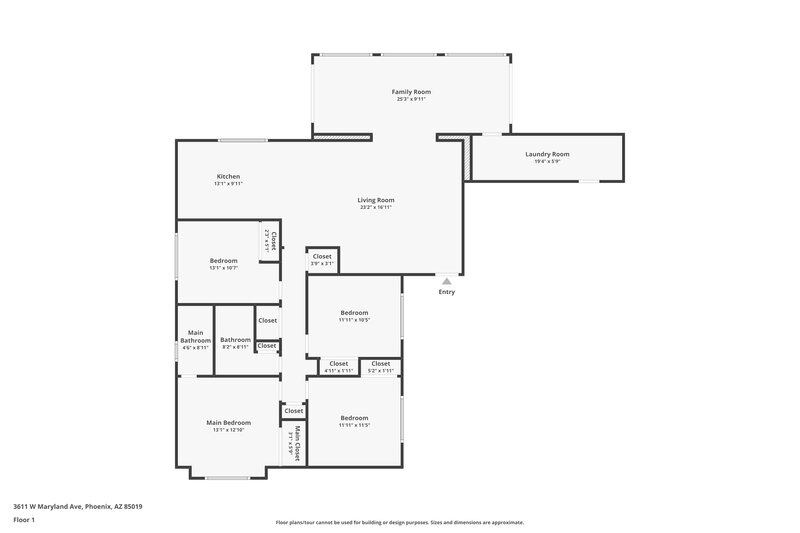 1,830/Mo, 3611 W Maryland Ave Phoenix, AZ 85019 Floor Plan View