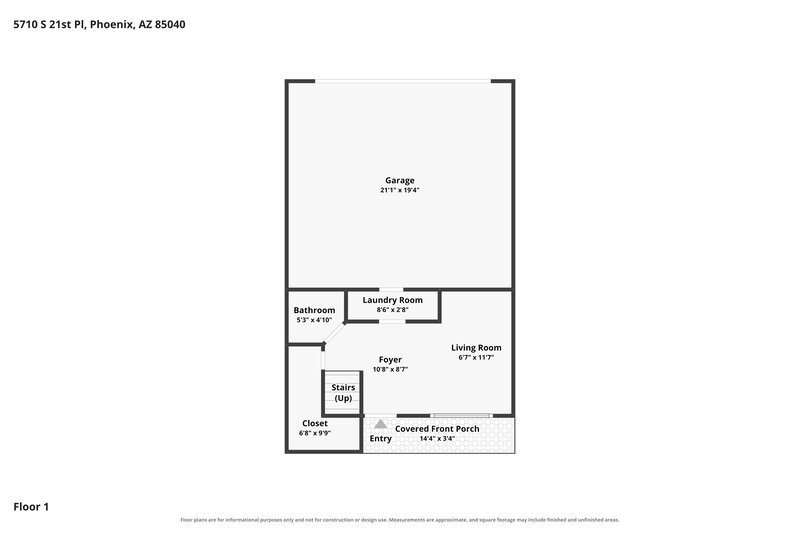 2,190/Mo, 5710 S 21st Pl Phoenix, AZ 85040 Floor Plan View
