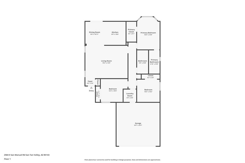 1,595/Mo, 2584 E San Manuel RD San Tan Valley, AZ 85143 Floor Plan View