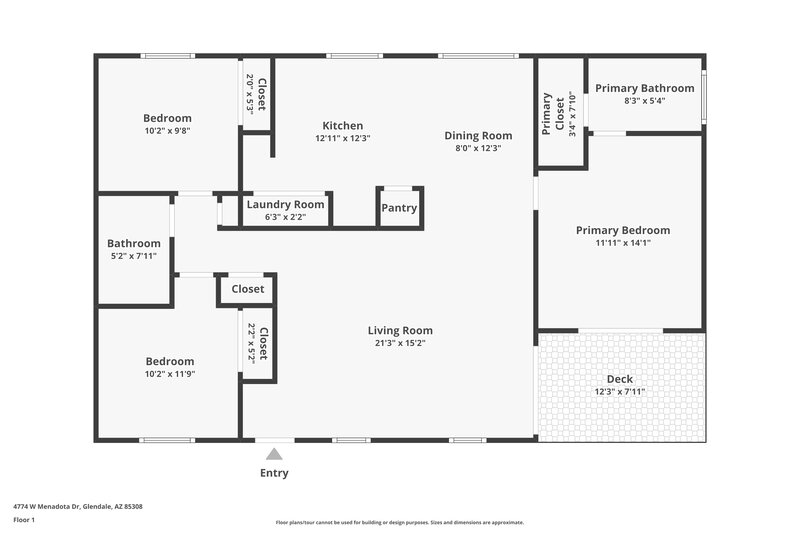 1,725/Mo, 4774 W Menadota Dr Glendale, AZ 85308 Floor Plan View