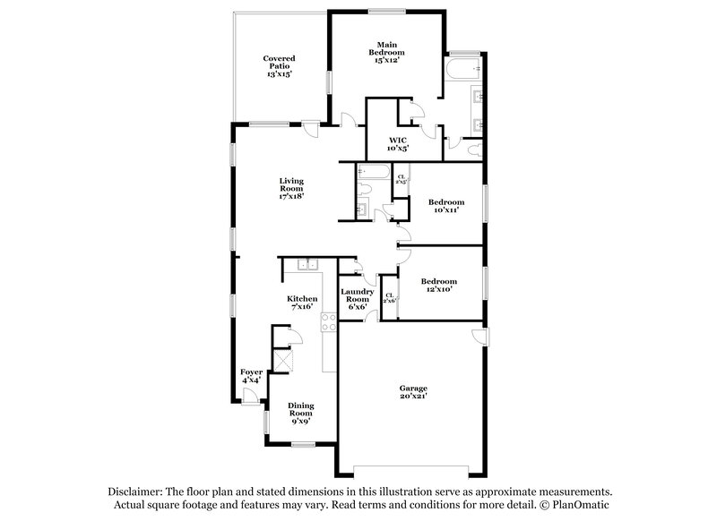 1,970/Mo, 17043 W Zuni ST Goodyear, AZ 85338 Floor Plan View