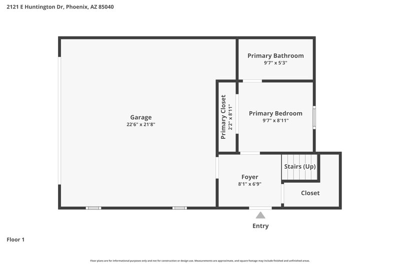 1,880/Mo, 2121 E Huntington Dr Phoenix, AZ 85040 Floor Plan View