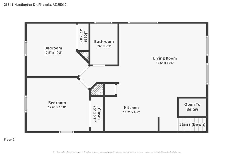 1,880/Mo, 2121 E Huntington Dr Phoenix, AZ 85040 Floor Plan View 2