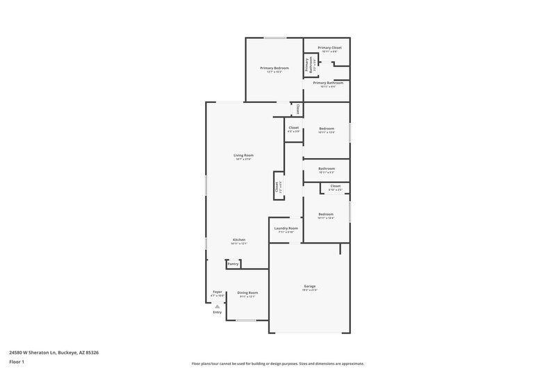 1,825/Mo, 24580 W Sheraton Ln Buckeye, AZ 85326 Floor Plan View