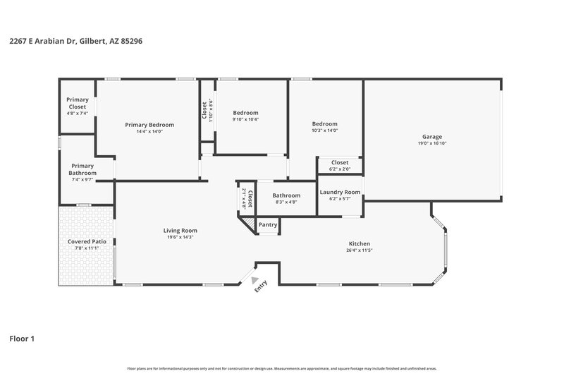 2,430/Mo, 2267 E Arabian Dr Gilbert, AZ 85296 Floor Plan View