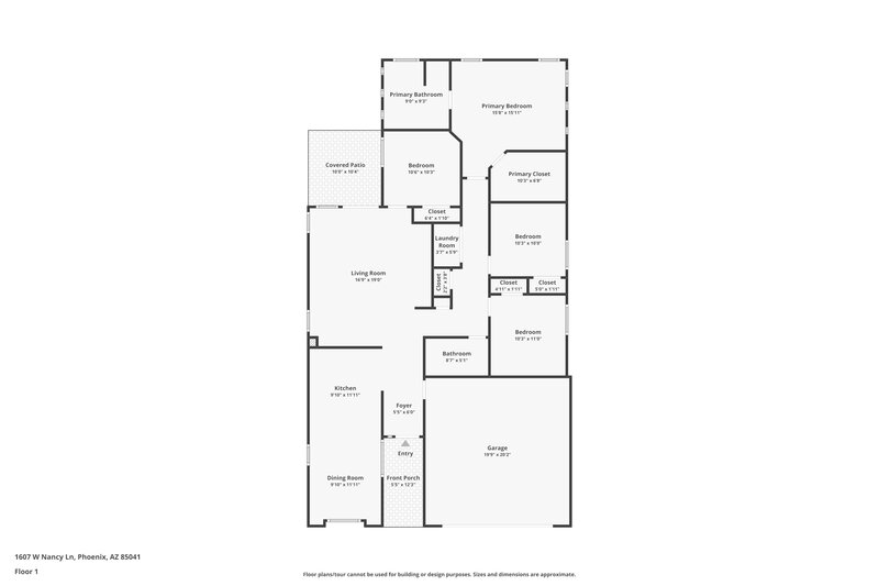2,090/Mo, 1607 W Nancy Ln Phoenix, AZ 85041 Floor Plan View