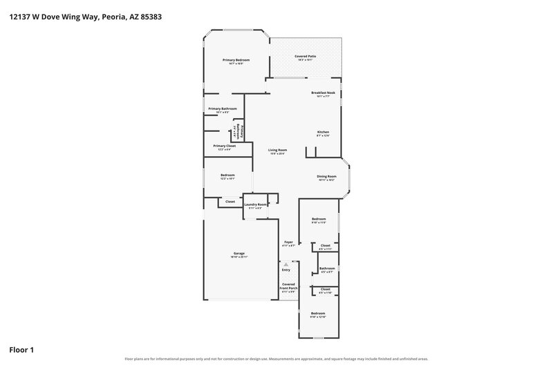 2,090/Mo, 12137 W Dove Wing Way Peoria, AZ 85383 Floor Plan View