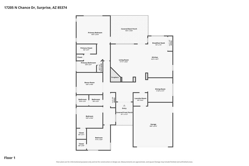2,280/Mo, 17205 N Chance Dr Surprise, AZ 85374 Floor Plan View
