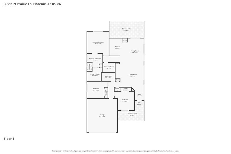 2,100/Mo, 39511 N Prairie Ln Phoenix, AZ 85086 Floor Plan View