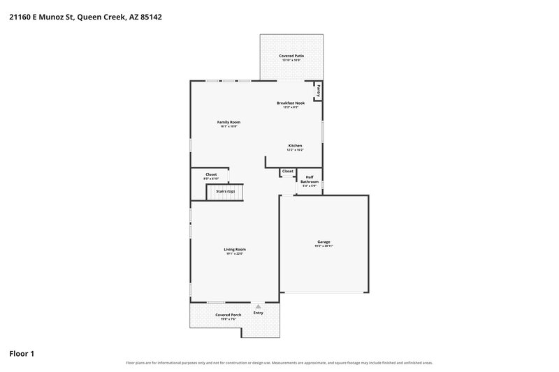 2,400/Mo, 21160 E Munoz St Queen Creek, AZ 85142 Floor Plan View