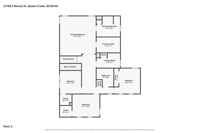 2,400/Mo, 21160 E Munoz St Queen Creek, AZ 85142 Floor Plan View 2