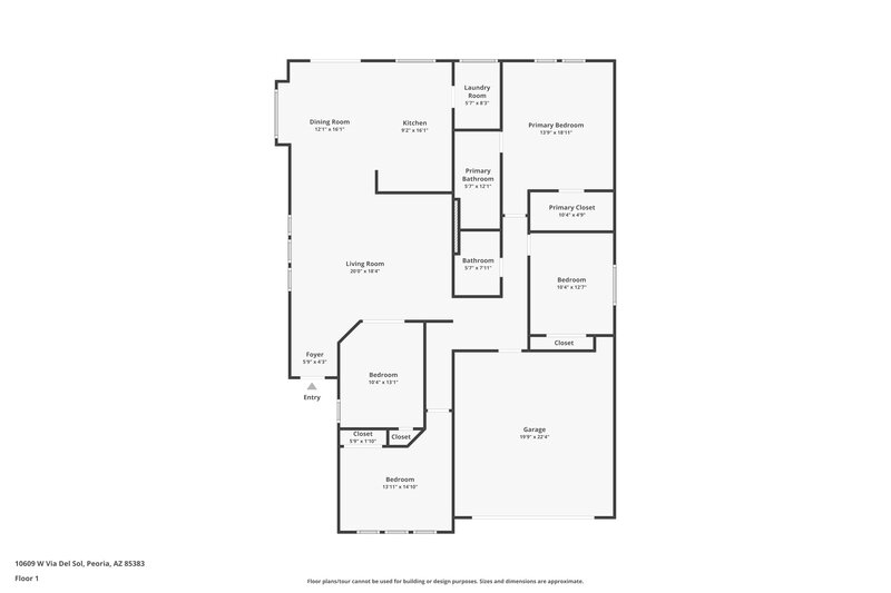 2,035/Mo, 10609 W Via Del Sol Peoria, AZ 85383 Floorplan View