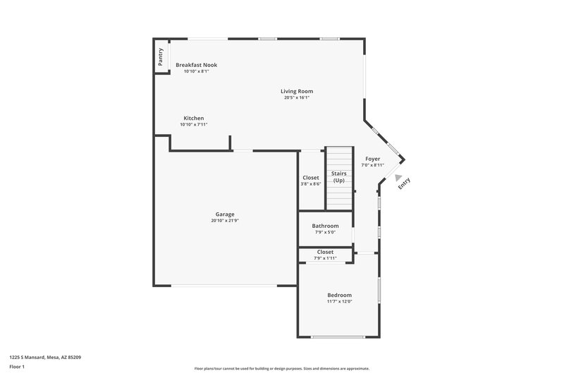 2,090/Mo, 1225 S Mansard Mesa, AZ 85209 Floor Plan View
