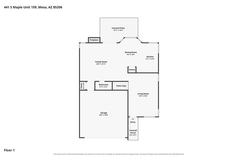 2,015/Mo, 441 S Maple 159 Mesa, AZ 85206 Floor Plan View