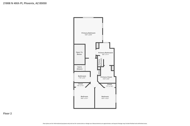 2,300/Mo, 21808 N 40th Pl Phoenix, AZ 85050 Floor Plan View 2