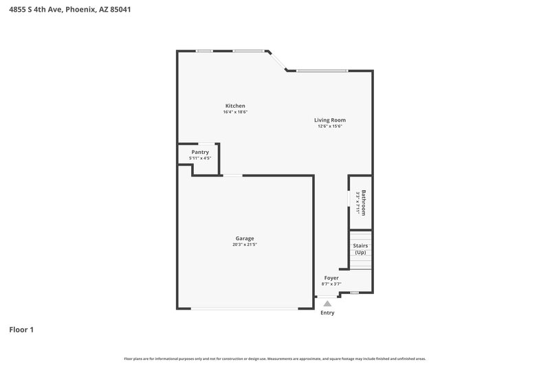 2,060/Mo, 4855 S 4th Ave Phoenix, AZ 85041 Floor Plan View