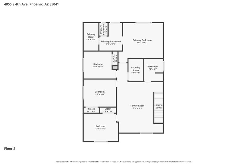 2,060/Mo, 4855 S 4th Ave Phoenix, AZ 85041 Floor Plan View 2