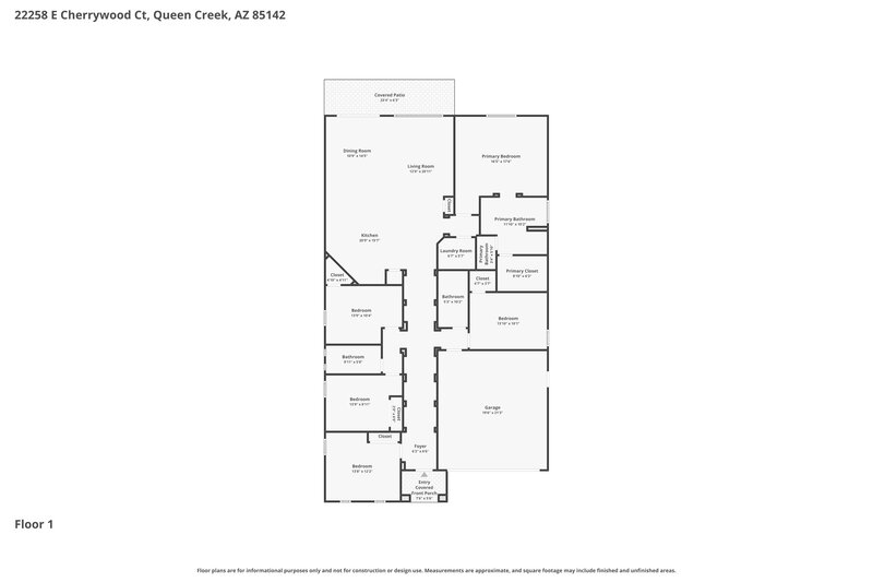 2,790/Mo, 22258 E Cherrywood CT Queen Creek, AZ 85142 Floor Plan View