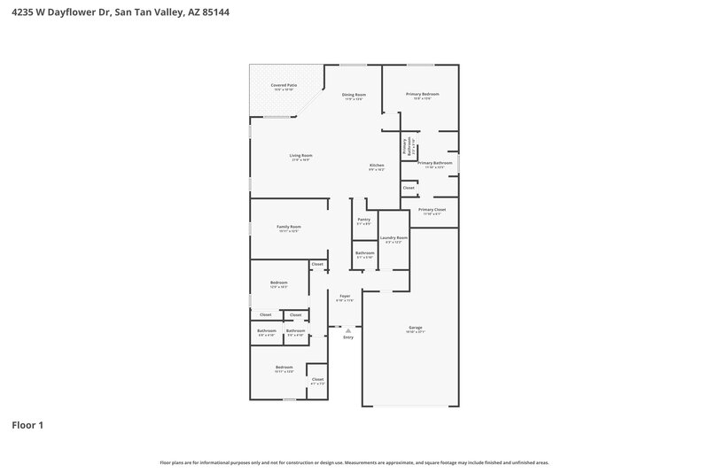 2,200/Mo, 4235 W Dayflower Dr San Tan Valley, AZ 85144 Floor Plan View