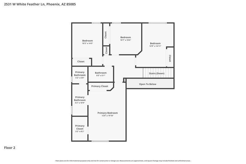 2,505/Mo, 2531 W White Feather Ln Phoenix, AZ 85085 Floor Plan View 2