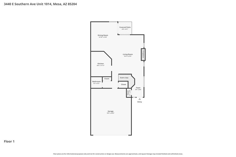 2,235/Mo, 3440 E Southern Ave Unit 1014 Mesa, AZ 85204 Floor Plan View