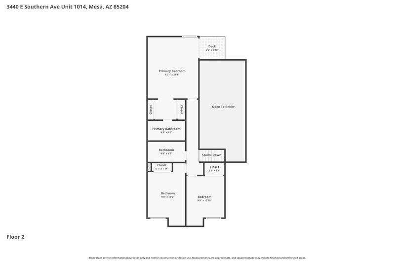 2,235/Mo, 3440 E Southern Ave Unit 1014 Mesa, AZ 85204 Floor Plan View 2