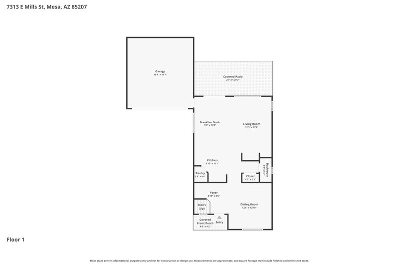 2,295/Mo, 7313 E Mills St Mesa, AZ 85207 Floor Plan View