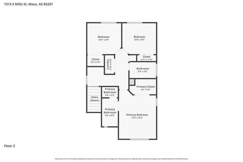 2,295/Mo, 7313 E Mills St Mesa, AZ 85207 Floor Plan View 2