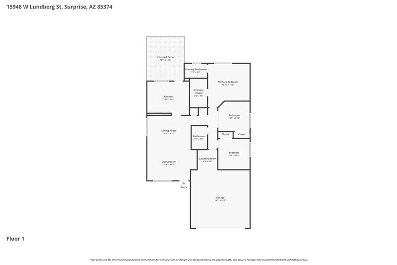 1,835/Mo, 15948 W Lundberg St Surprise, AZ 85374 Floor Plan View