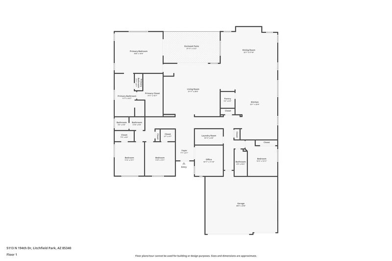 2,735/Mo, 5113 N 194th Dr Litchfield Park, AZ 85340 Floor Plan View